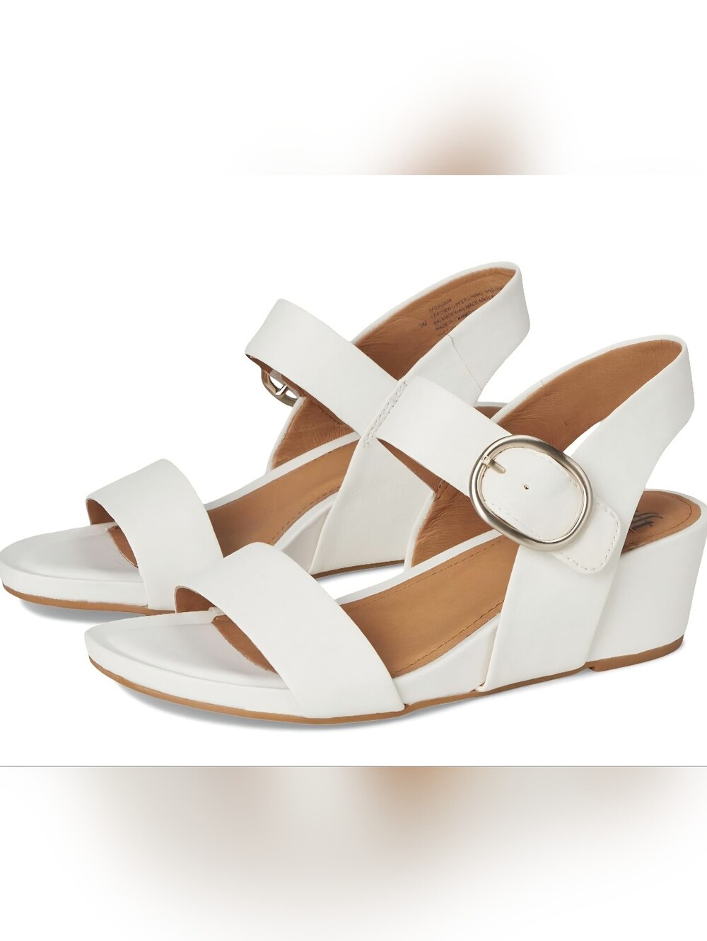 Sofft Womens Vaya Wedge Leather Sandal White  Size 9 NWOT